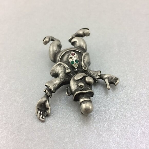 Vintage Silvetone Pewter Metal Clown Brooch Pin with Rhinestones - Picture 5 of 10
